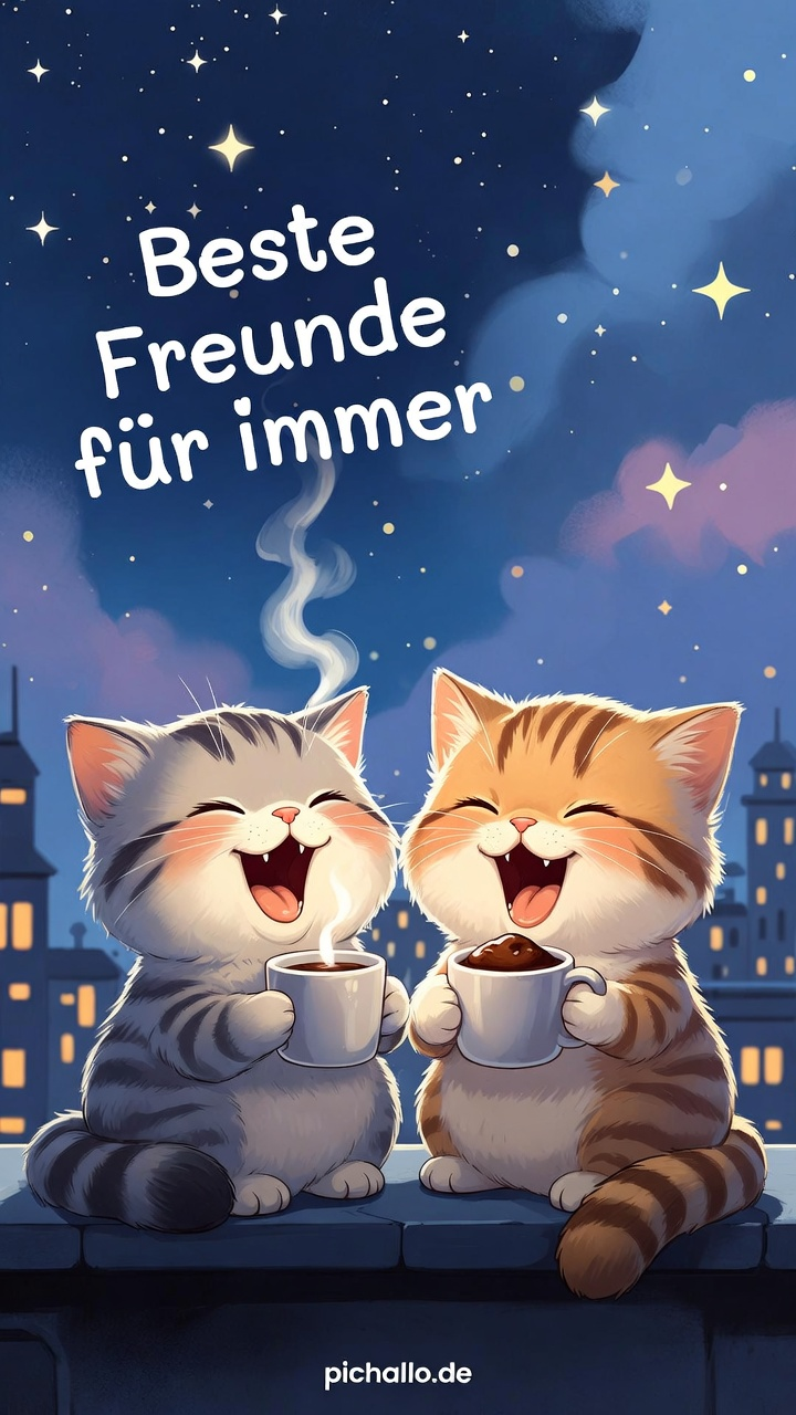 Beste Freunde Katzen Bilder bei Nacht