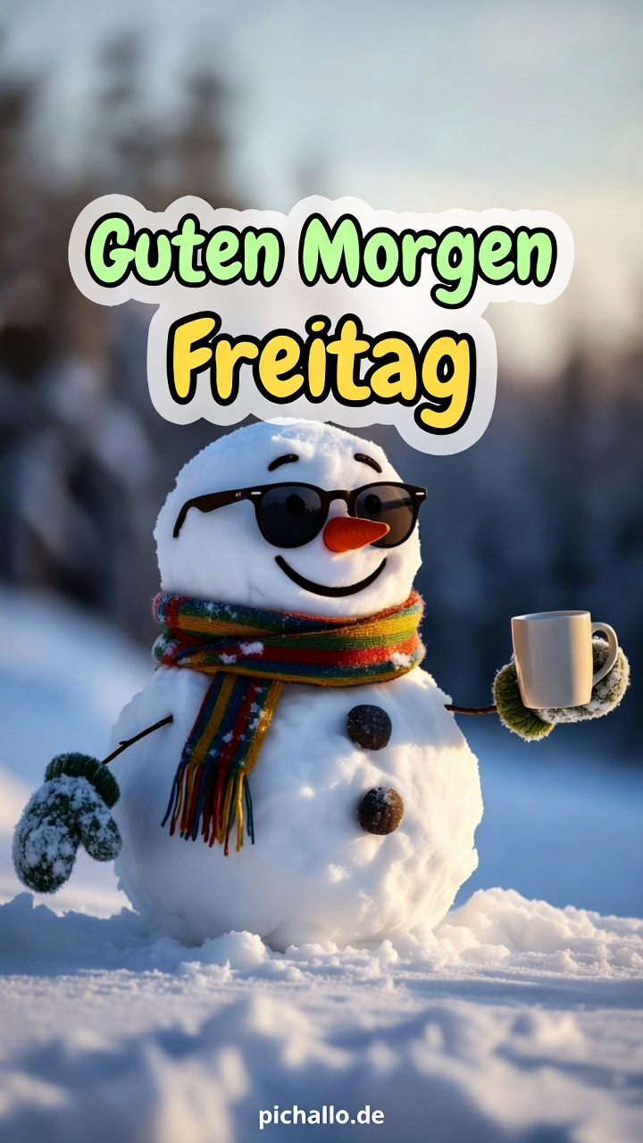 Cooler Schneemann mit Kaffee fürs Wochenende