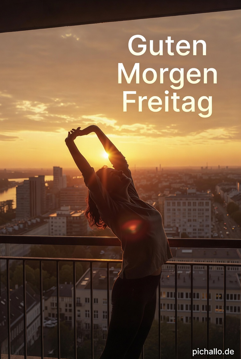 Dehnen und den strahlenden Freitag begrüßen
