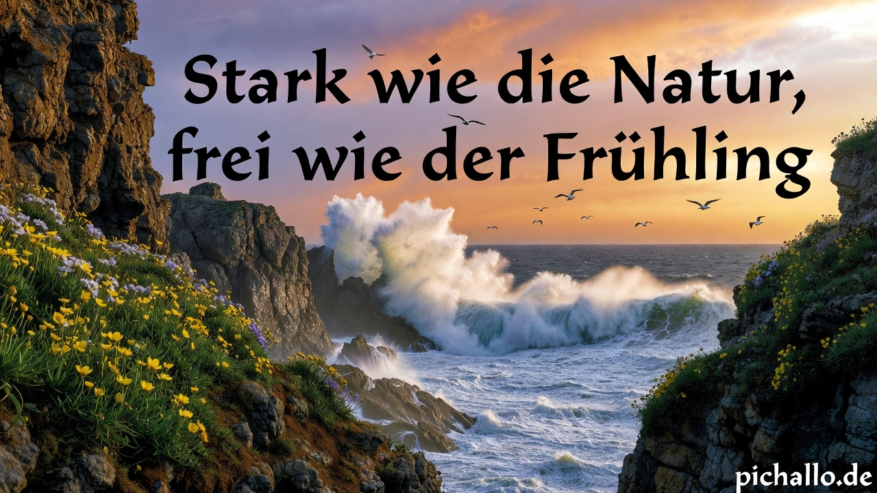 Dramatische Küstenlandschaft mit Frühlingsblumen