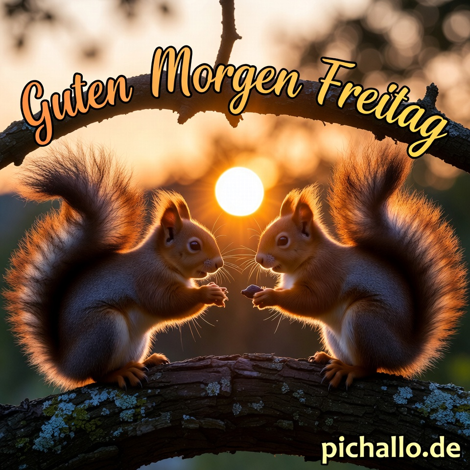 Eichhörnchen teilen Frühstück im Baum