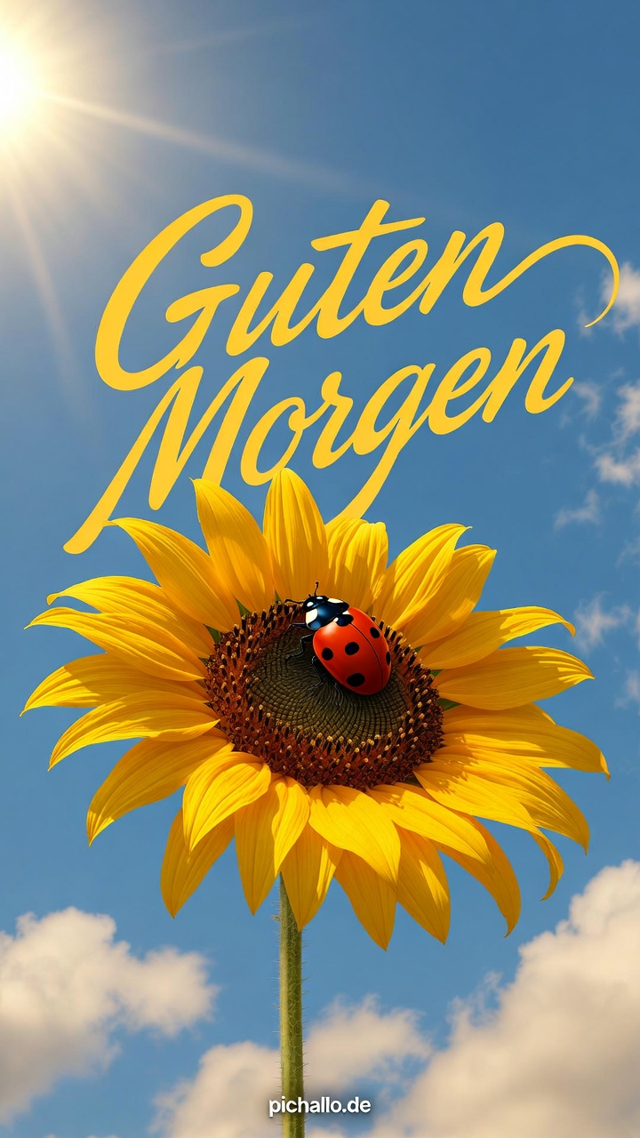 Einzelne Sonnenblume Marienkäfer Bilder