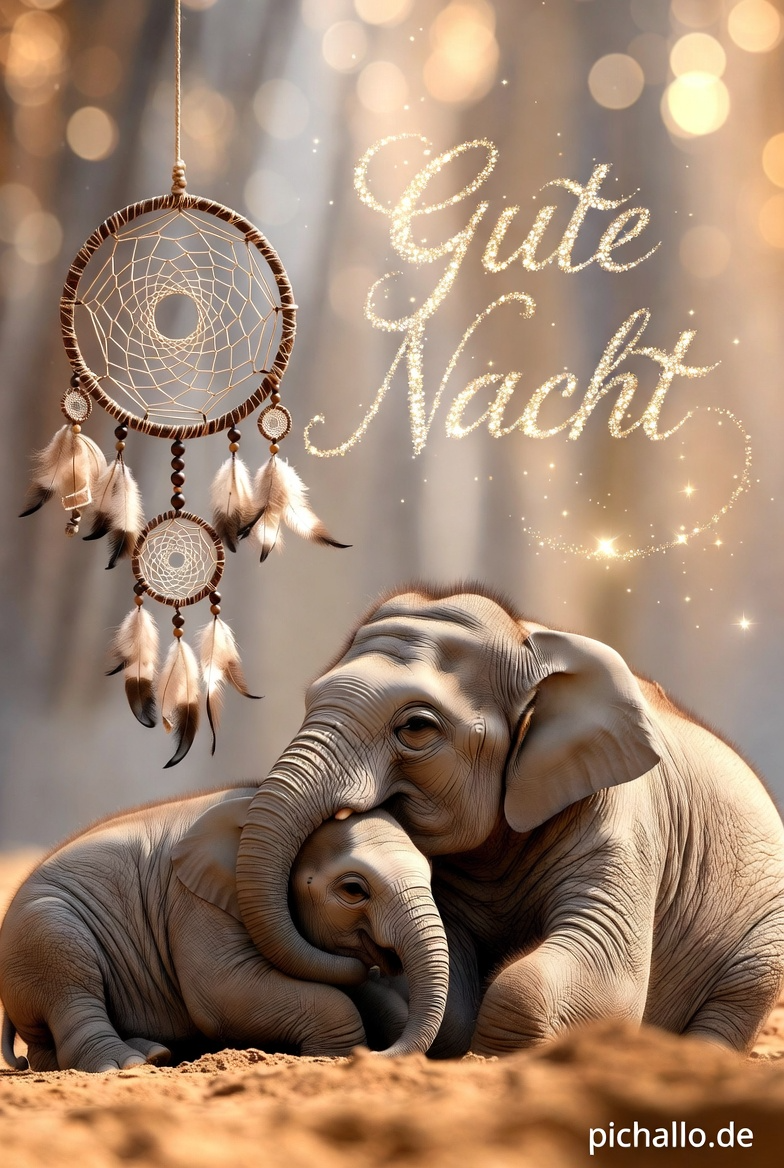 Elefantenmutter und Baby Gute Nacht Bilder
