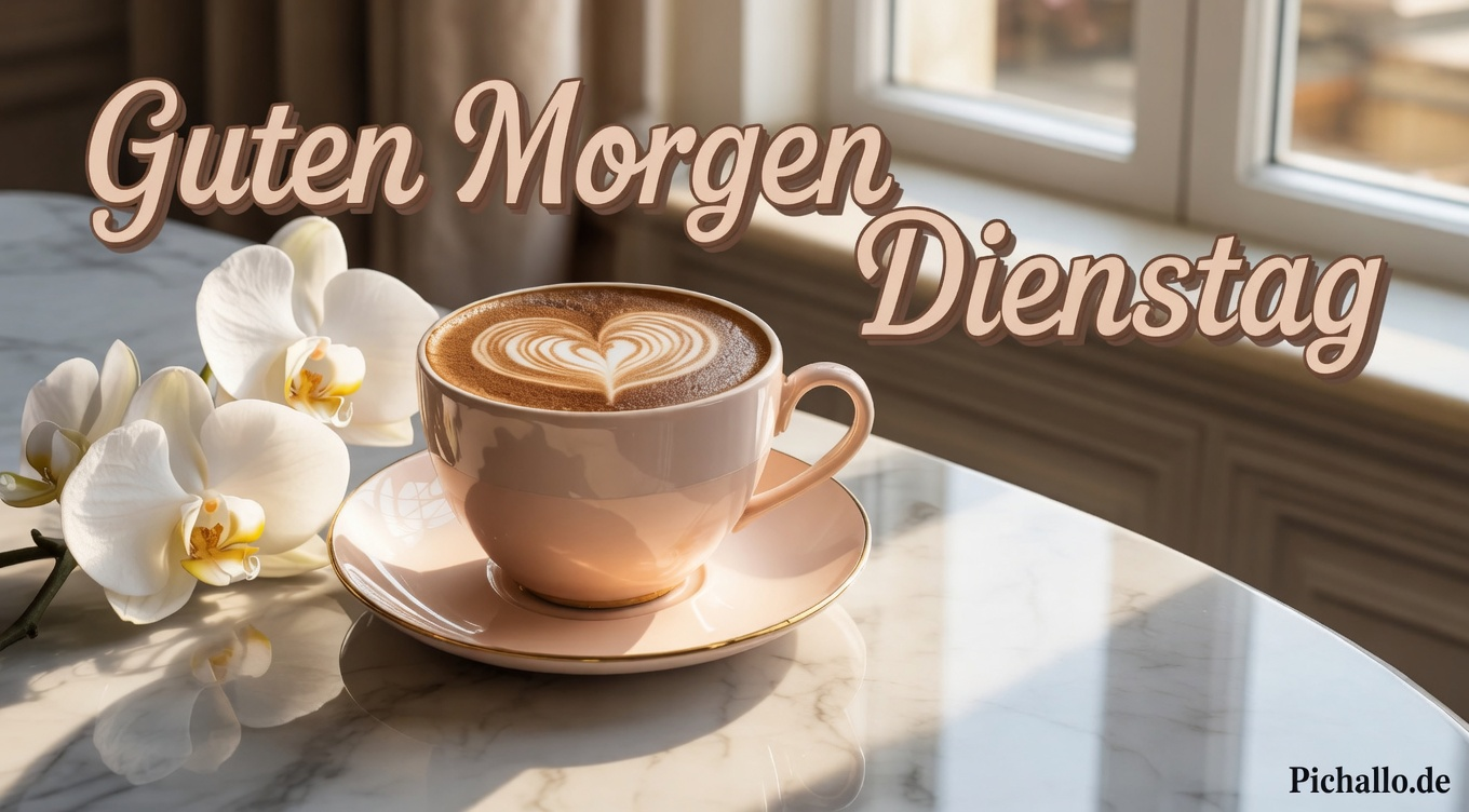 Elegante Cappuccino Bilder zum Dienstagmorgen