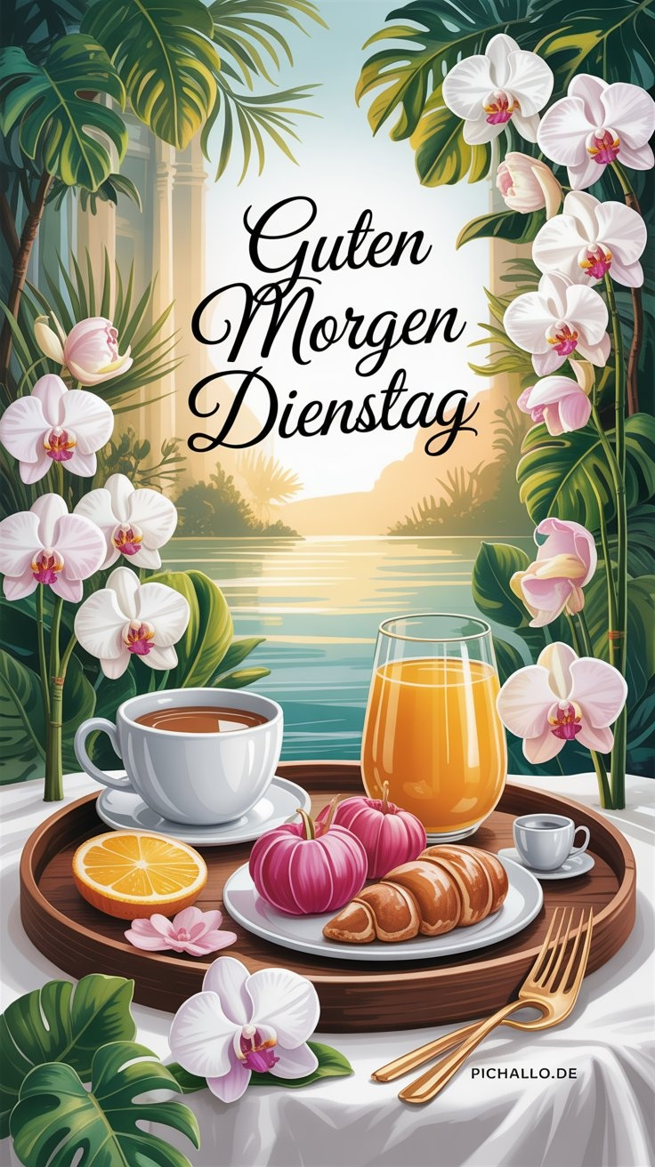 Elegante Orchideen Frühstück Bilder zum Dienstag