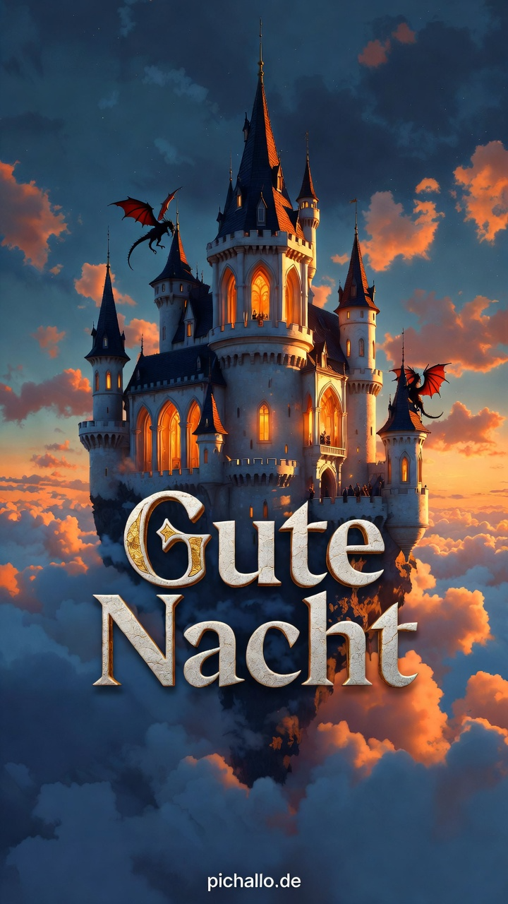 Fantastische Gute Nacht Bilder mit Zauberschloss