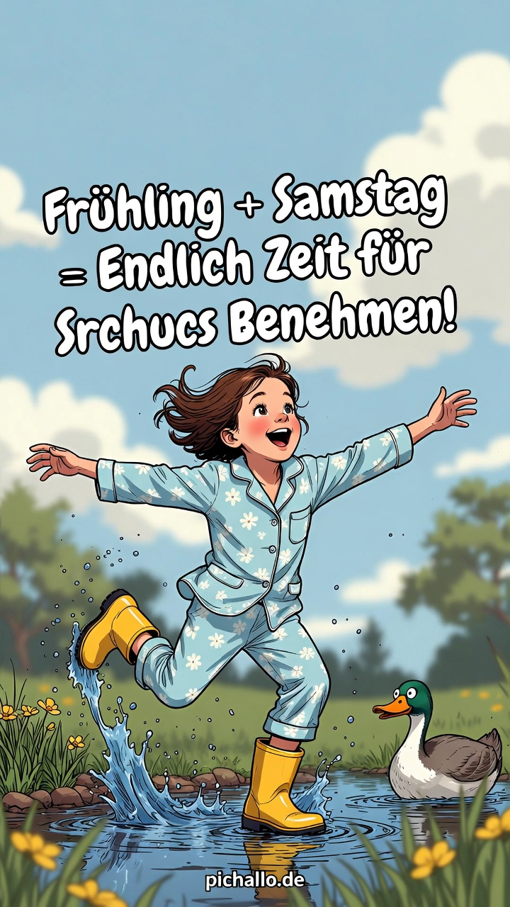 Freudensprung in die Pfütze
