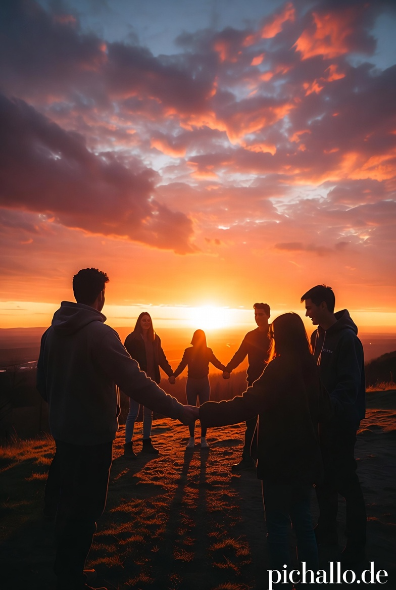 Freundschaft im Golden Hour Bilder