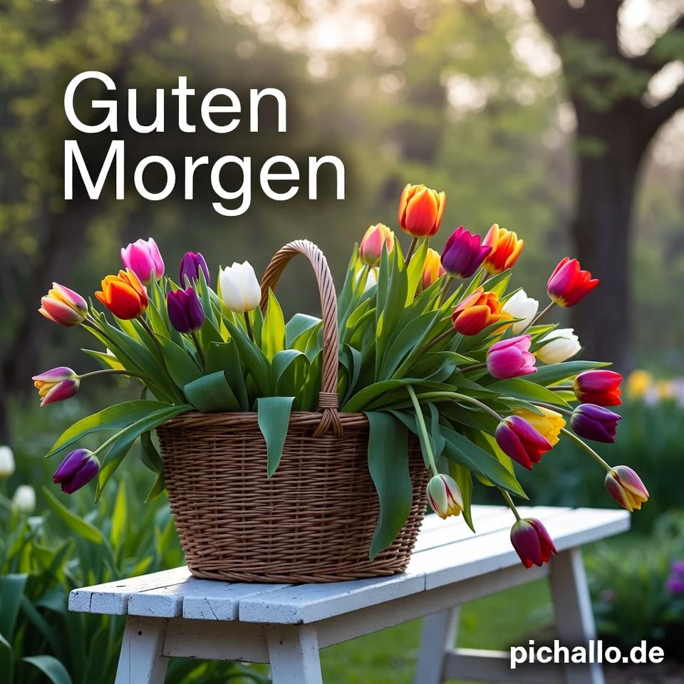 Frischer Tulpen Korb Bilder