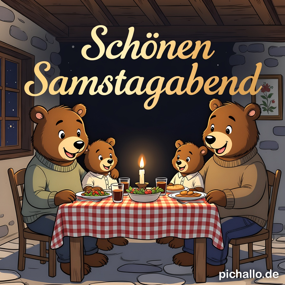 Fröhliche Bärenfamilie Bilder zum Samstagabend