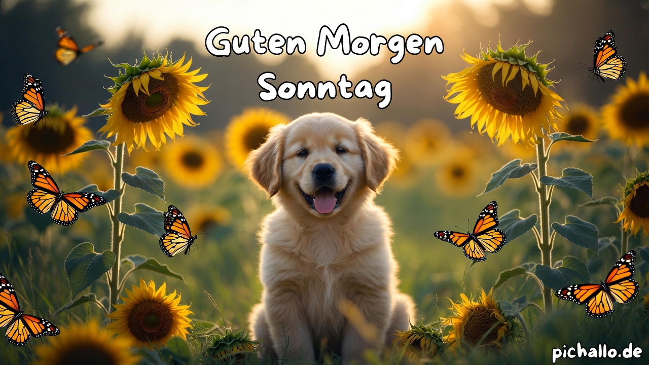 Fröhlicher Golden Retriever Welpe Bilder