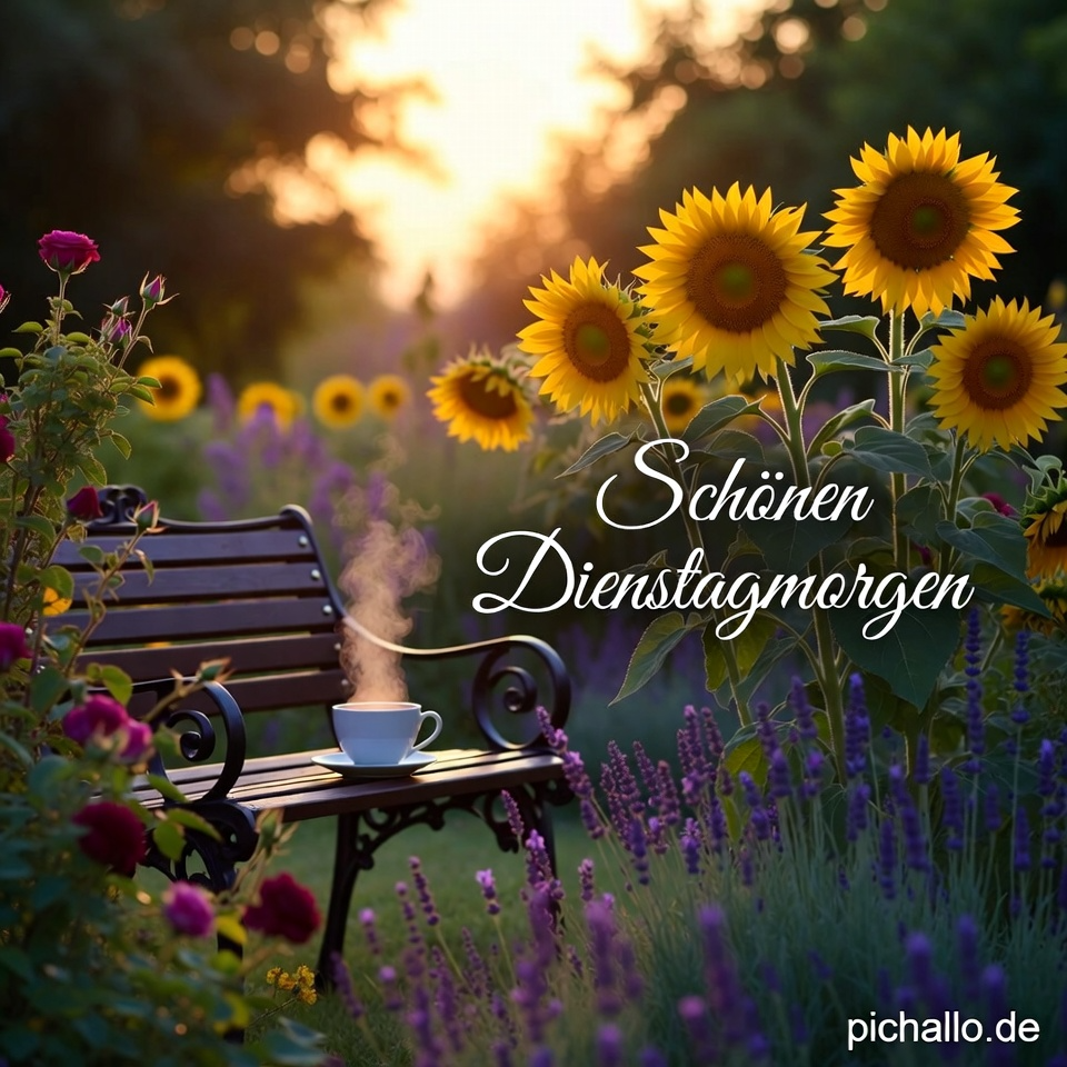 Gemütliche Garten Blumen Bilder zum Dienstag