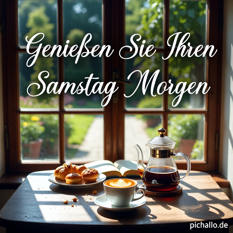 Gemütliche Kaffeecke am Fenster Samstag Morgen