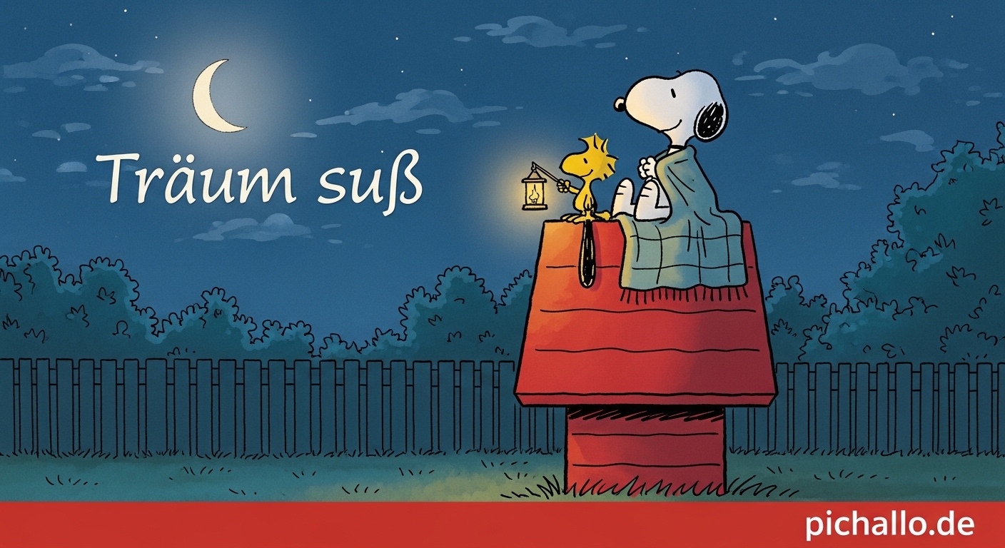 Gemütliche Snoopy Hundehütten Bilder bei Nacht