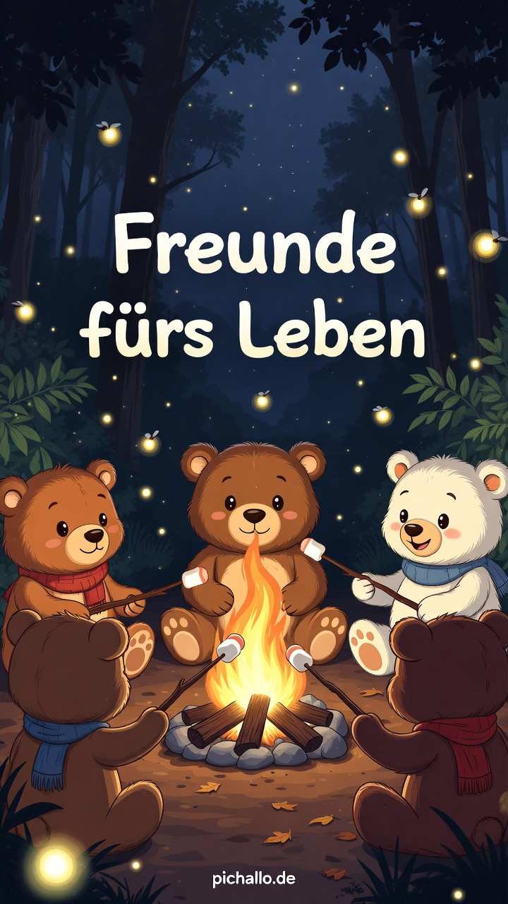 Gemütliche Teddyfreund Bilder am Lagerfeuer