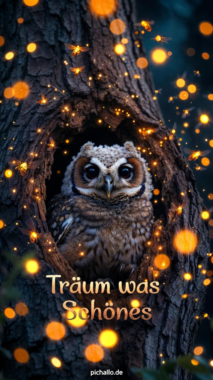 Gute Nacht Bilder Eule im Baum