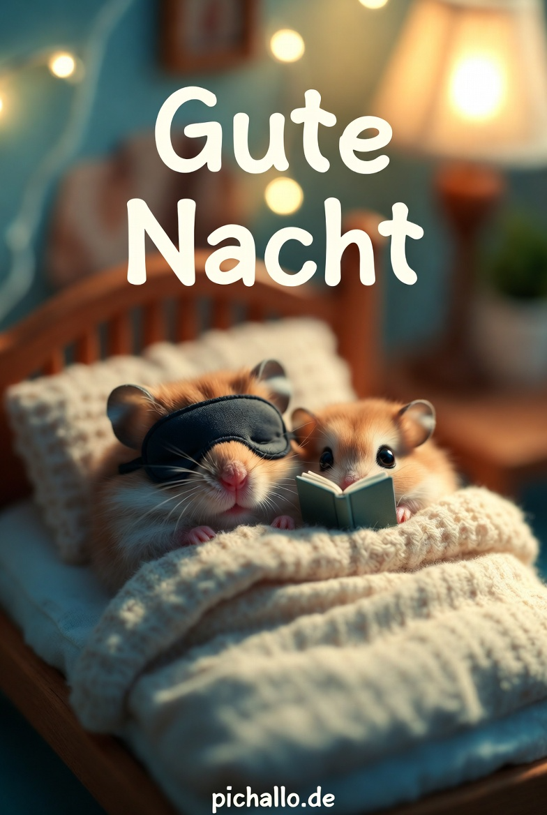 Gute Nacht Bilder Hamster im Bett