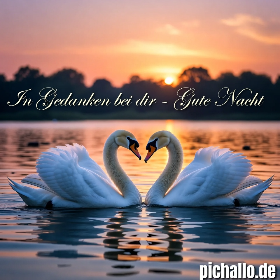 Gute Nacht Bilder Romantisch mit Schwänen