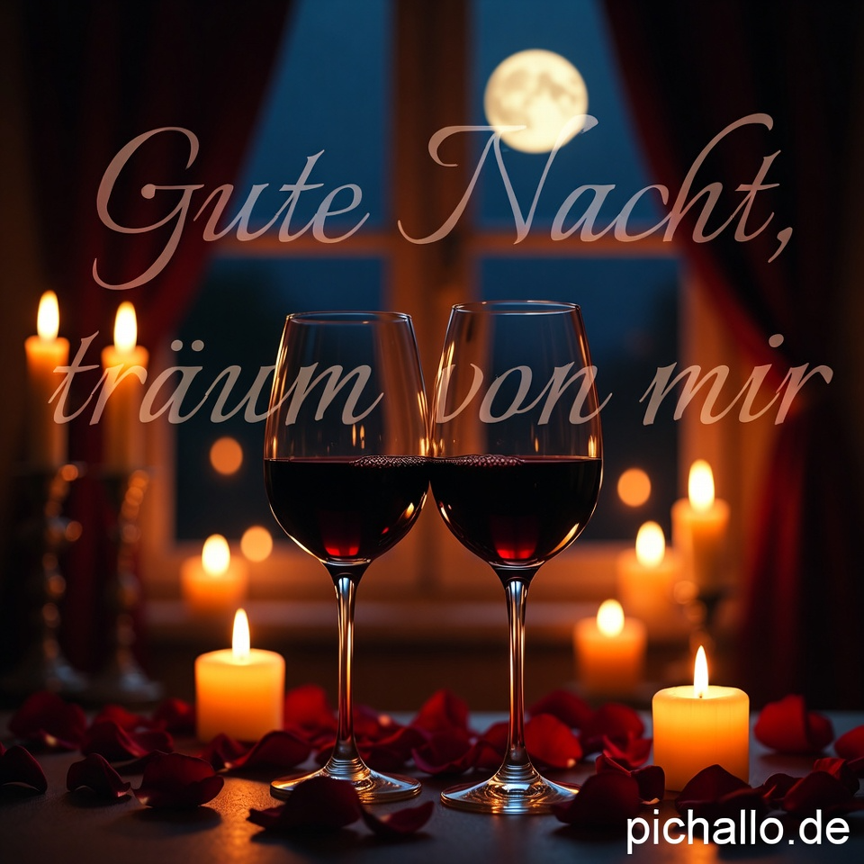 Gute Nacht Bilder Romantisch mit Wein und Kerzen