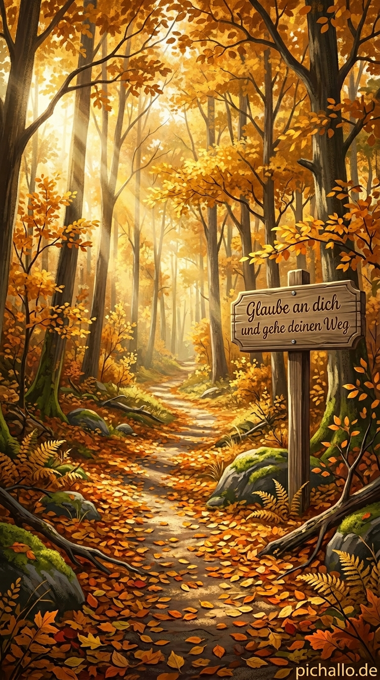 Herbstlicher Waldweg Bilder mit Motivation