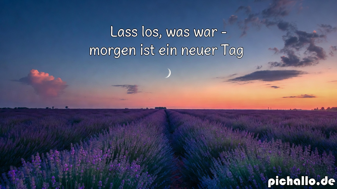 Inspirierende Gute Nacht Bilder mit Lavendelfeld