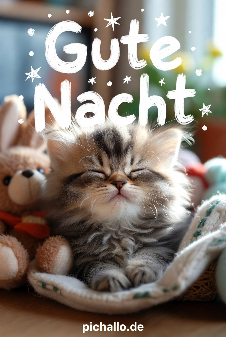 Kätzchen im Körbchen Gute Nacht Bilder
