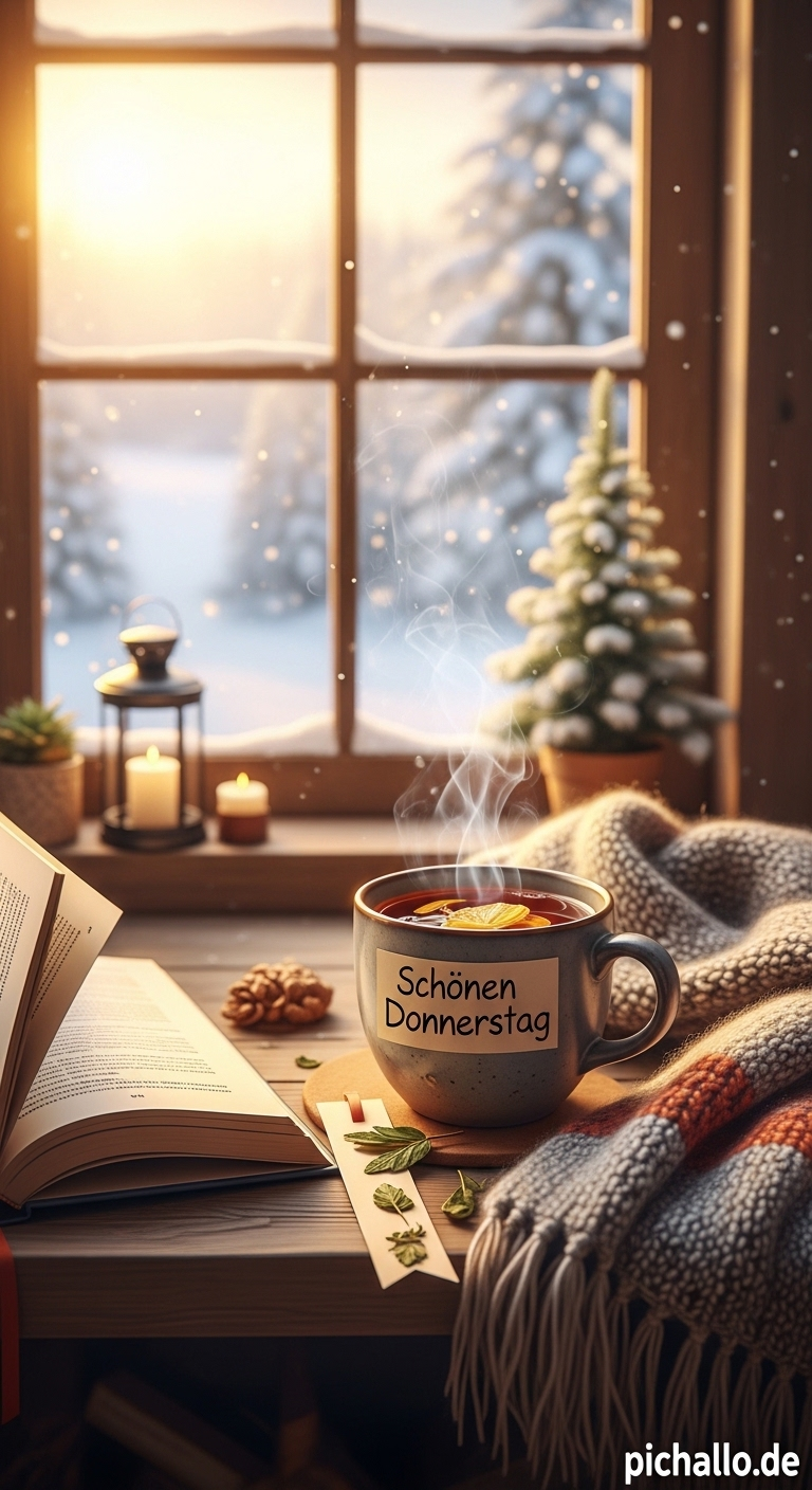 Kuschelige Tee Bilder am Wintermorgen
