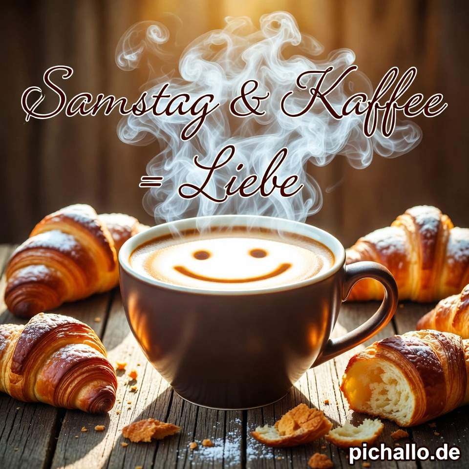 Lachender Kaffeebecher mit Smiley Samstag Morgen