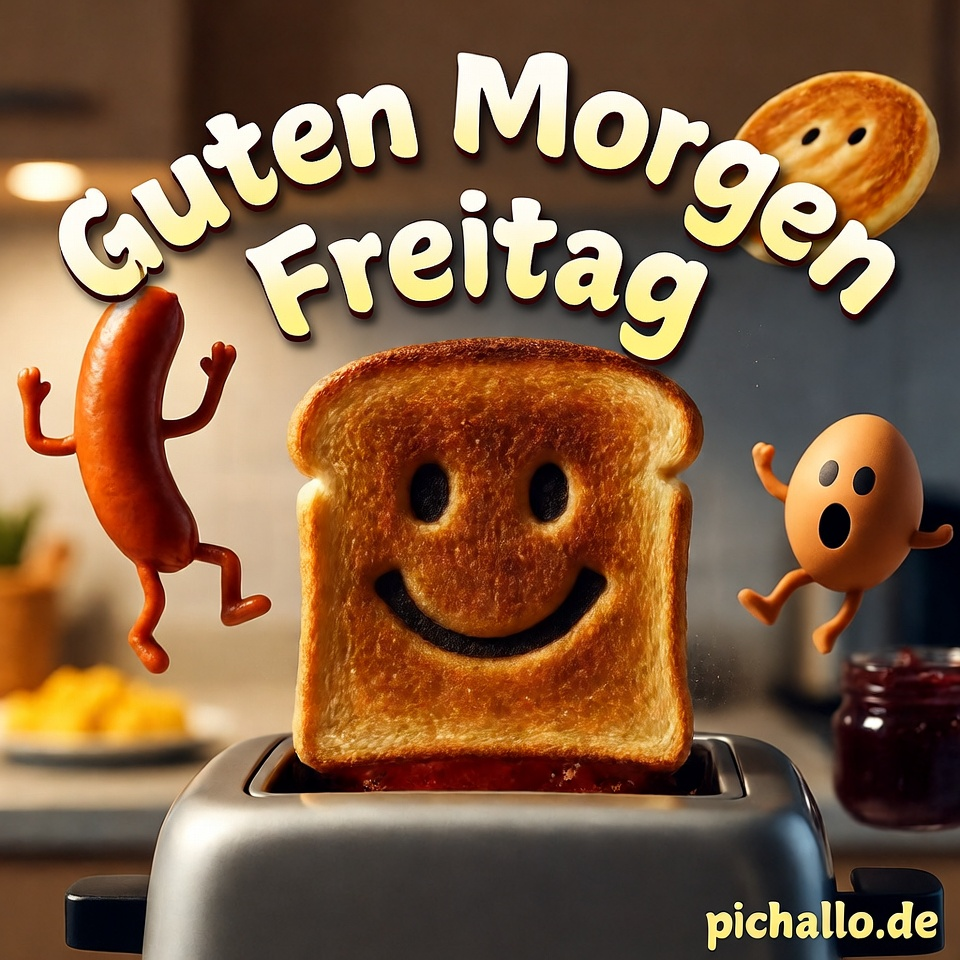 Lachender Toast springt aus dem Toaster