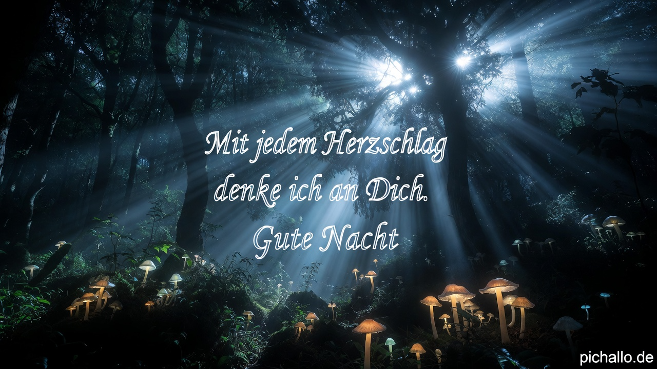 Liebevolle Gute Nacht Spruchbilder mit magischem Wald