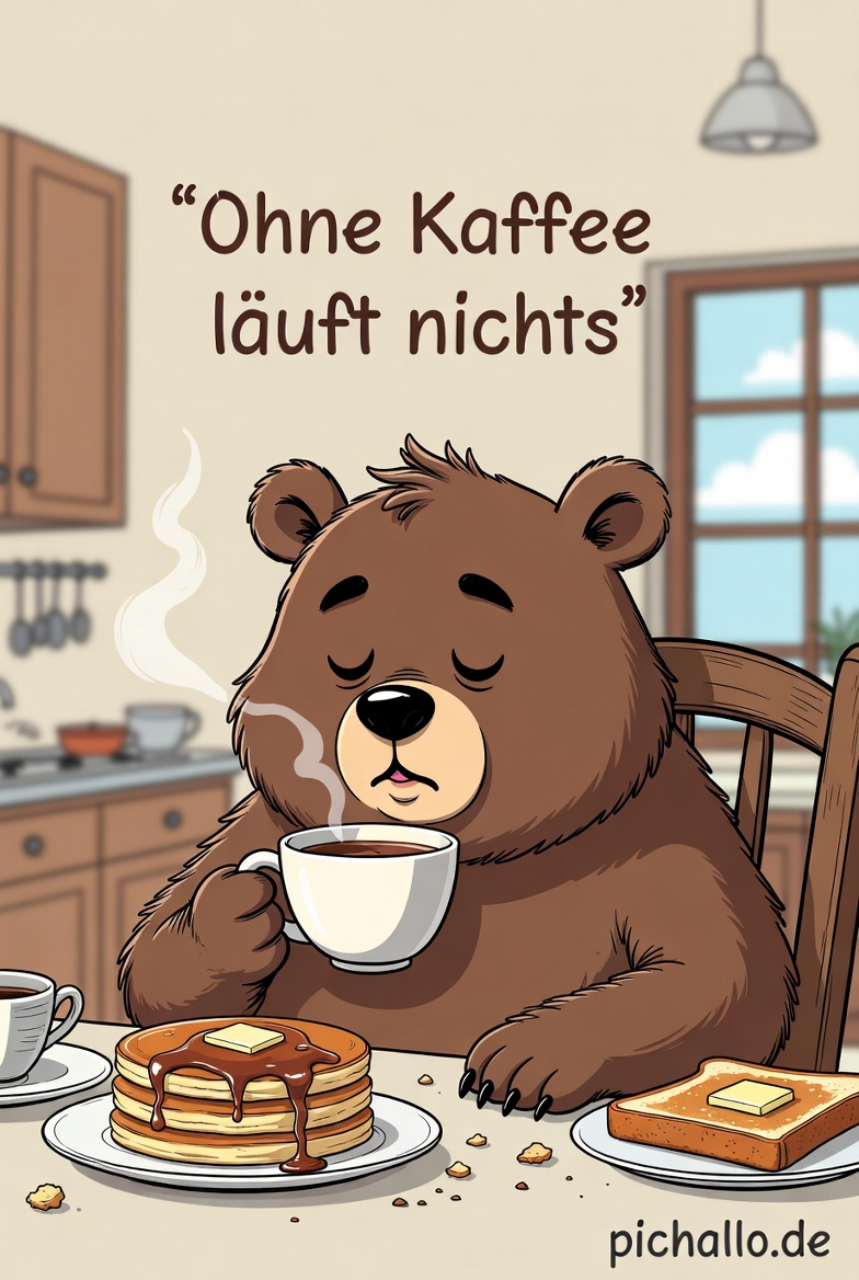 Lustige Bären Frühstück Bilder mit Kaffee