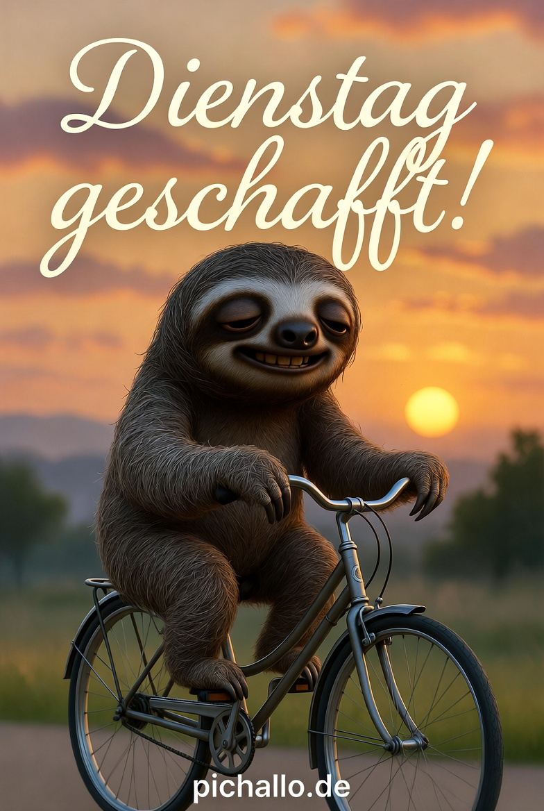 Lustige Faultier Fahrrad Bilder am Morgen