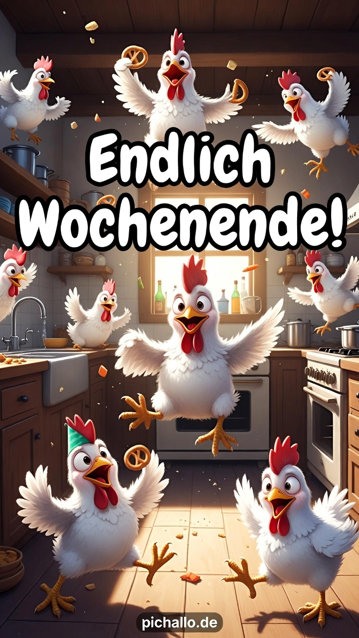 Lustige Hühner Party Bilder zum Samstagabend
