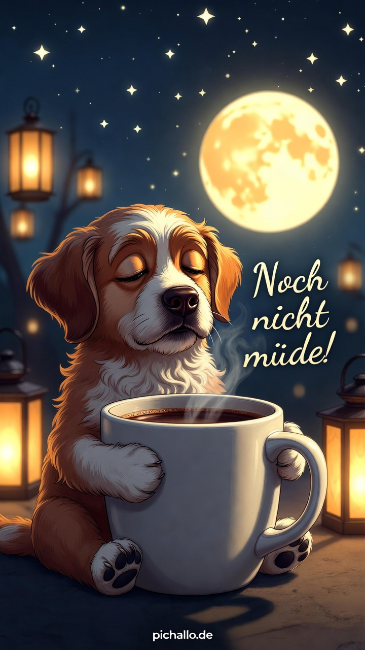 Lustige Hunde Nacht Bilder mit Kaffee