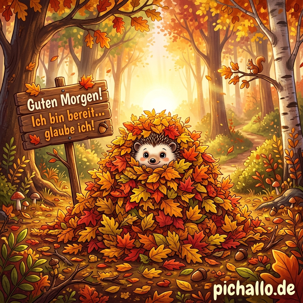 Lustige Igel Bilder mit Herbstlaub