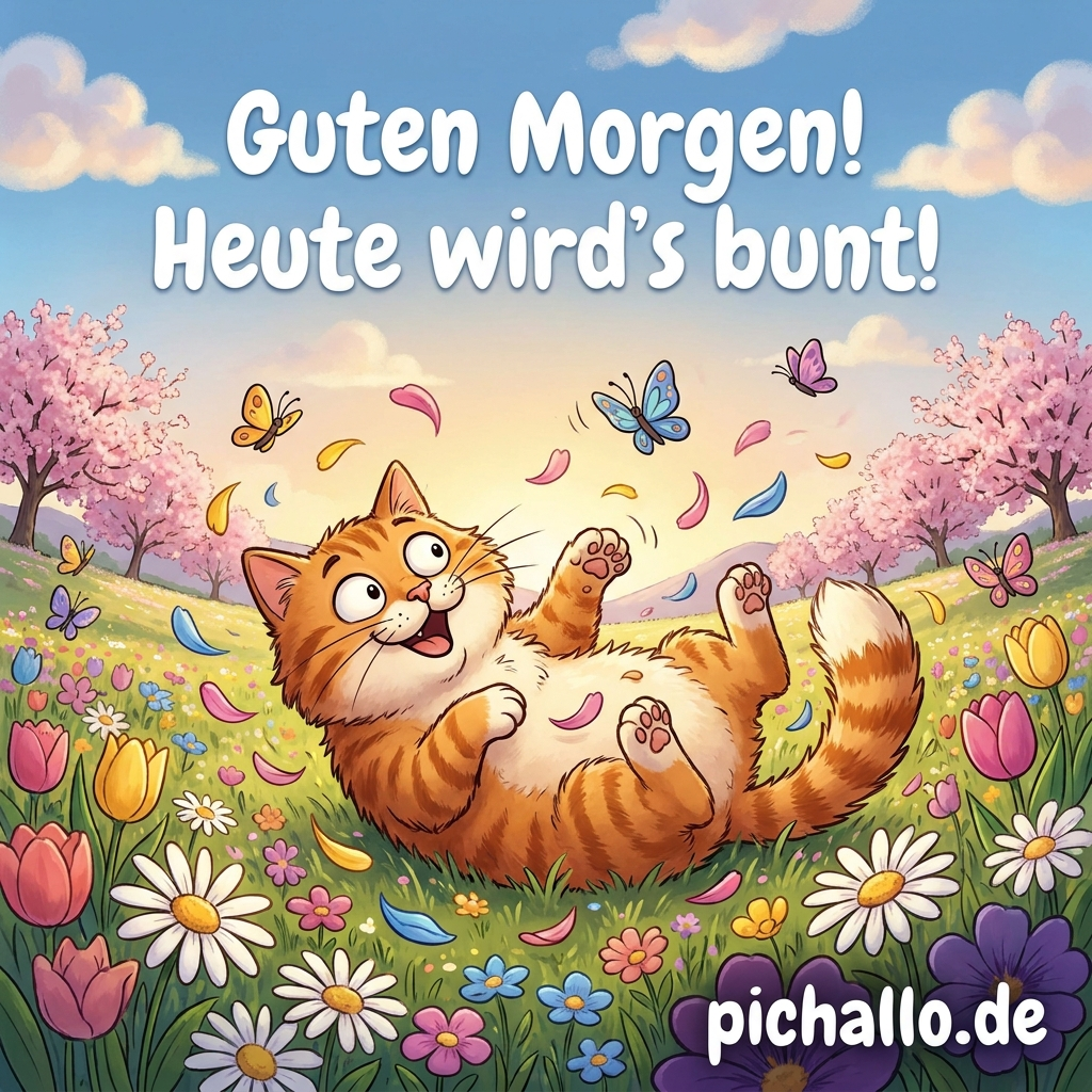 Lustige Katzen Frühlingsbilder für gute Laune