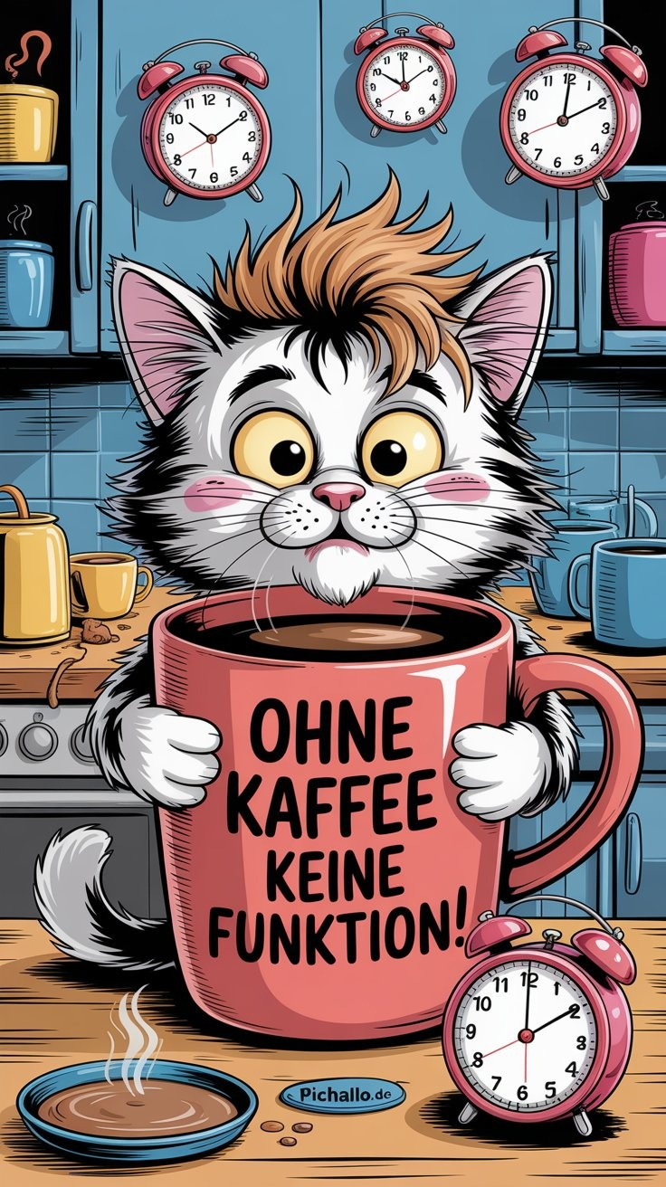 Lustige Katzen Kaffee Meme Bilder zum Dienstag