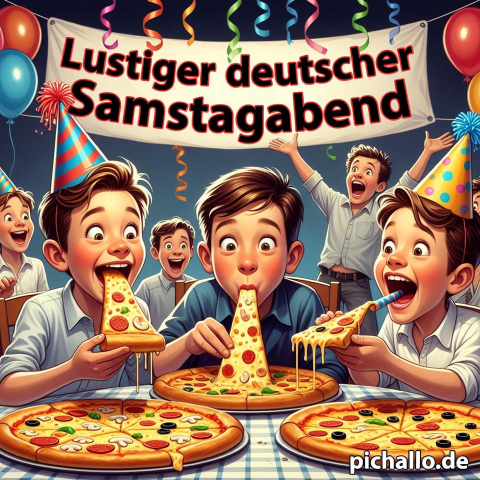 Lustige Pizza Party Bilder