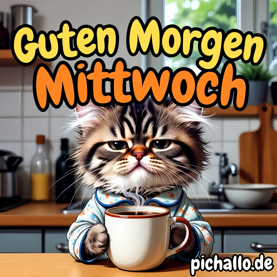 Lustige Pyjama Katze Kaffee Bilder
