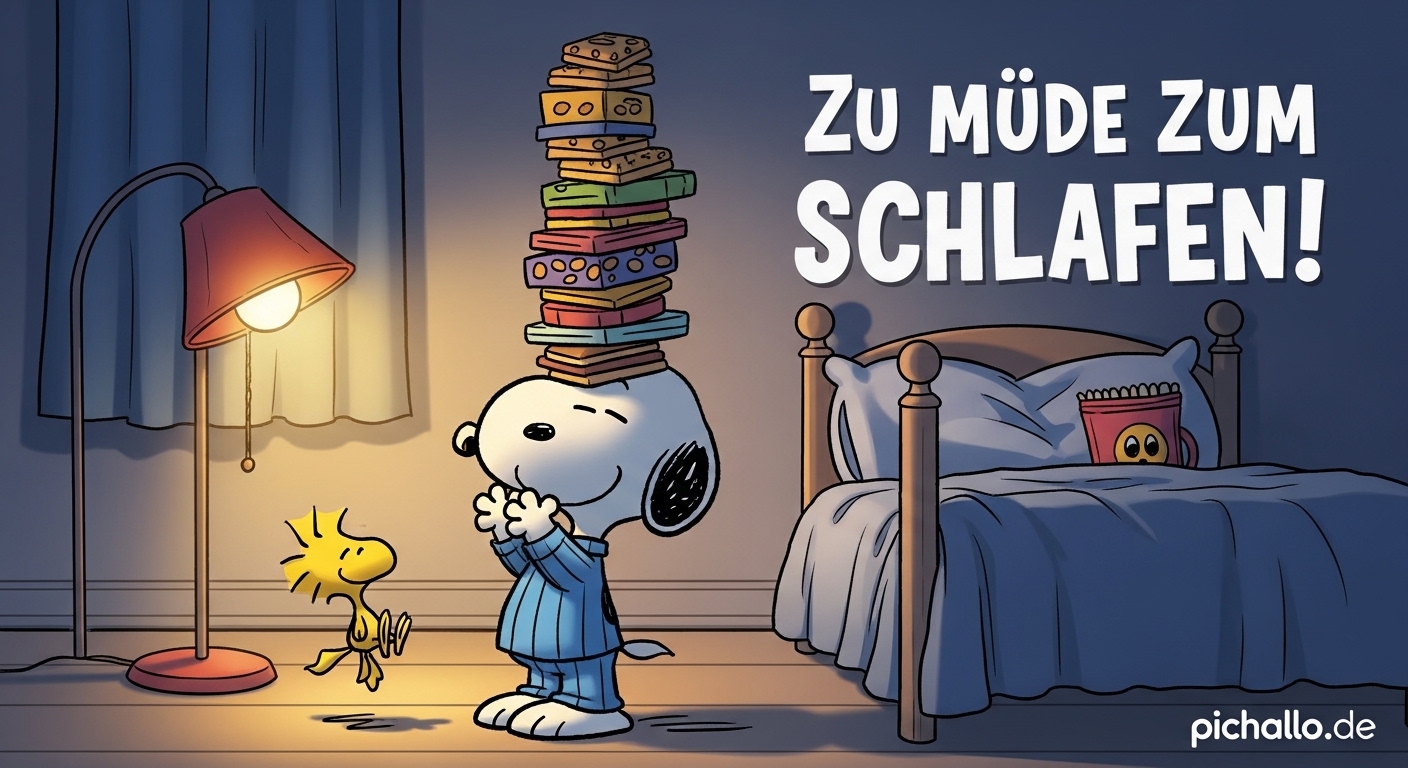 Lustige Snoopy Schlafanzug Bilder zur Guten Nacht