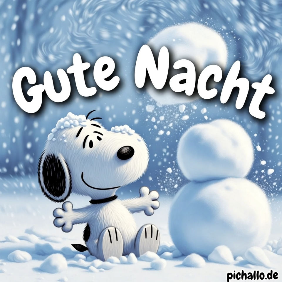 Lustige Snoopy Schneemann Bauen Fail Gute Nacht Bilder