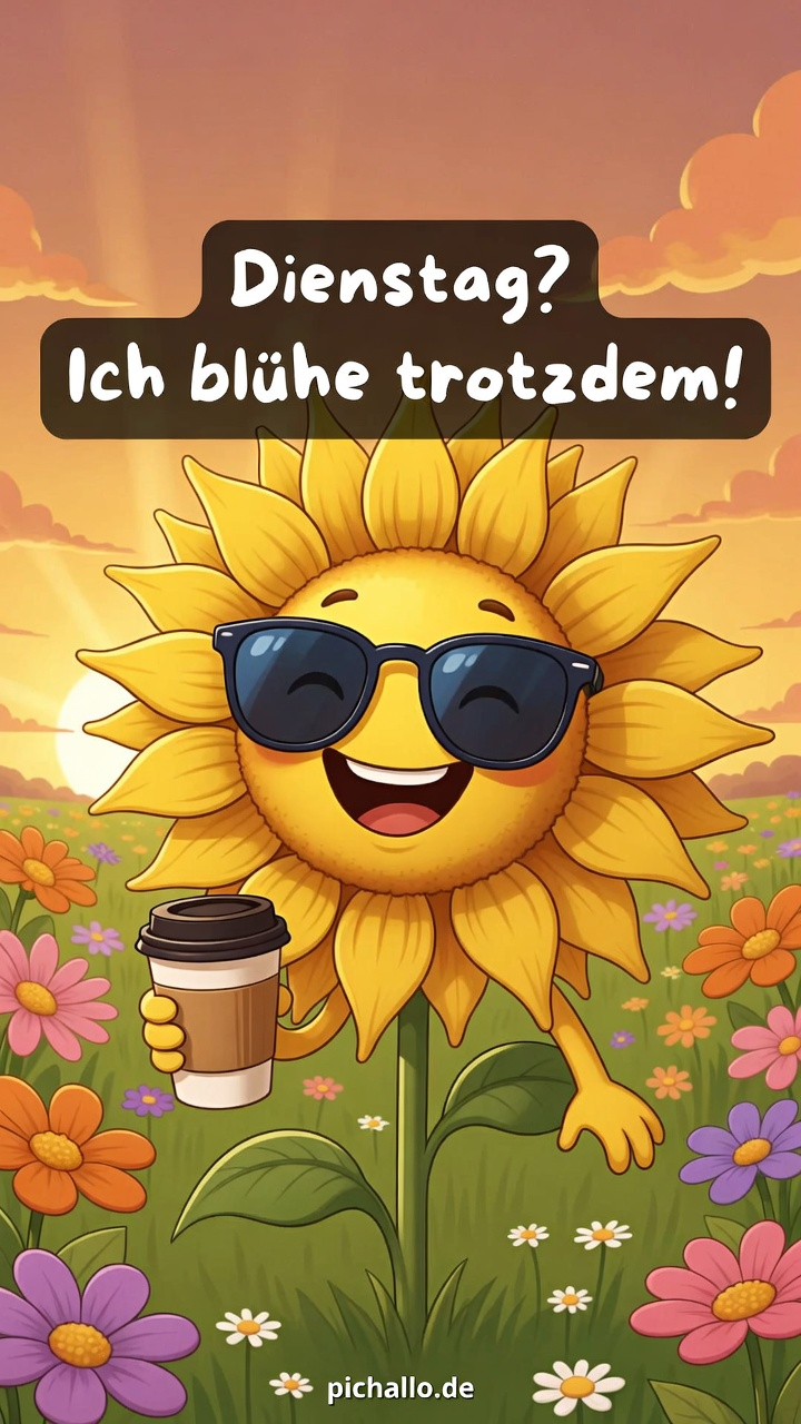 Lustige Sonnenblumen Bilder zum Dienstag