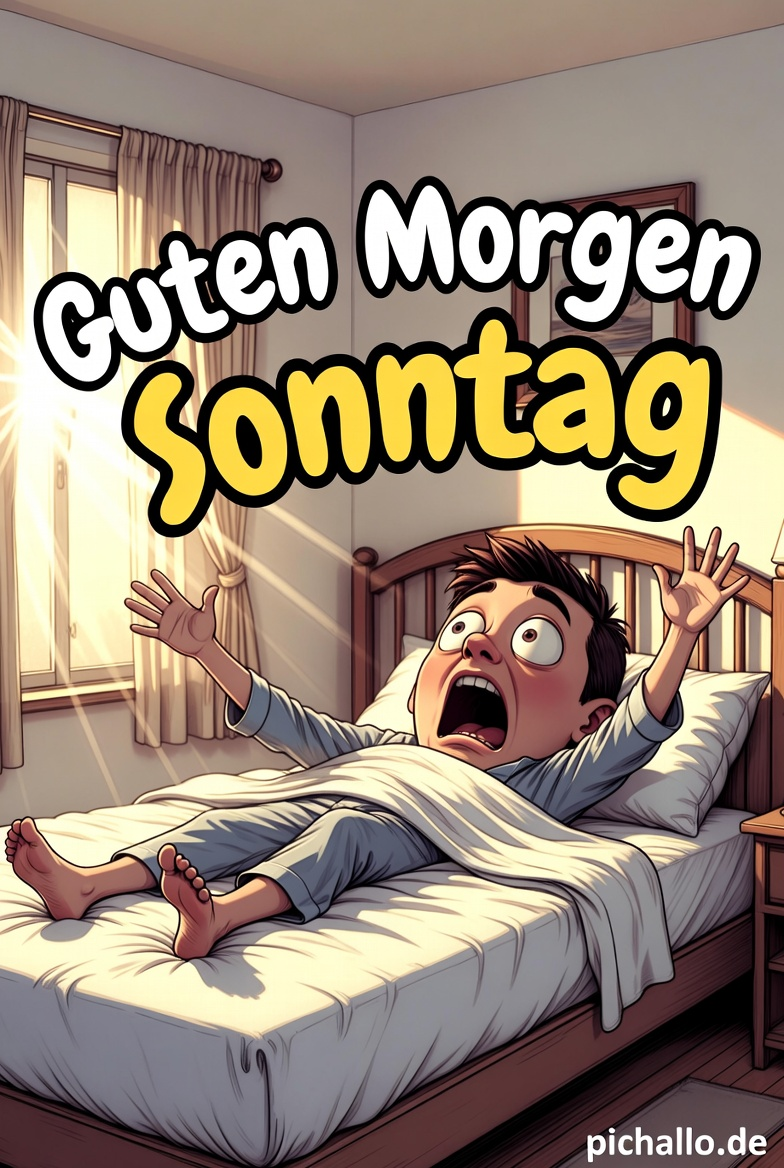 Lustiges Bett das nicht loslassen will Guten Morgen Sonntag Bilder
