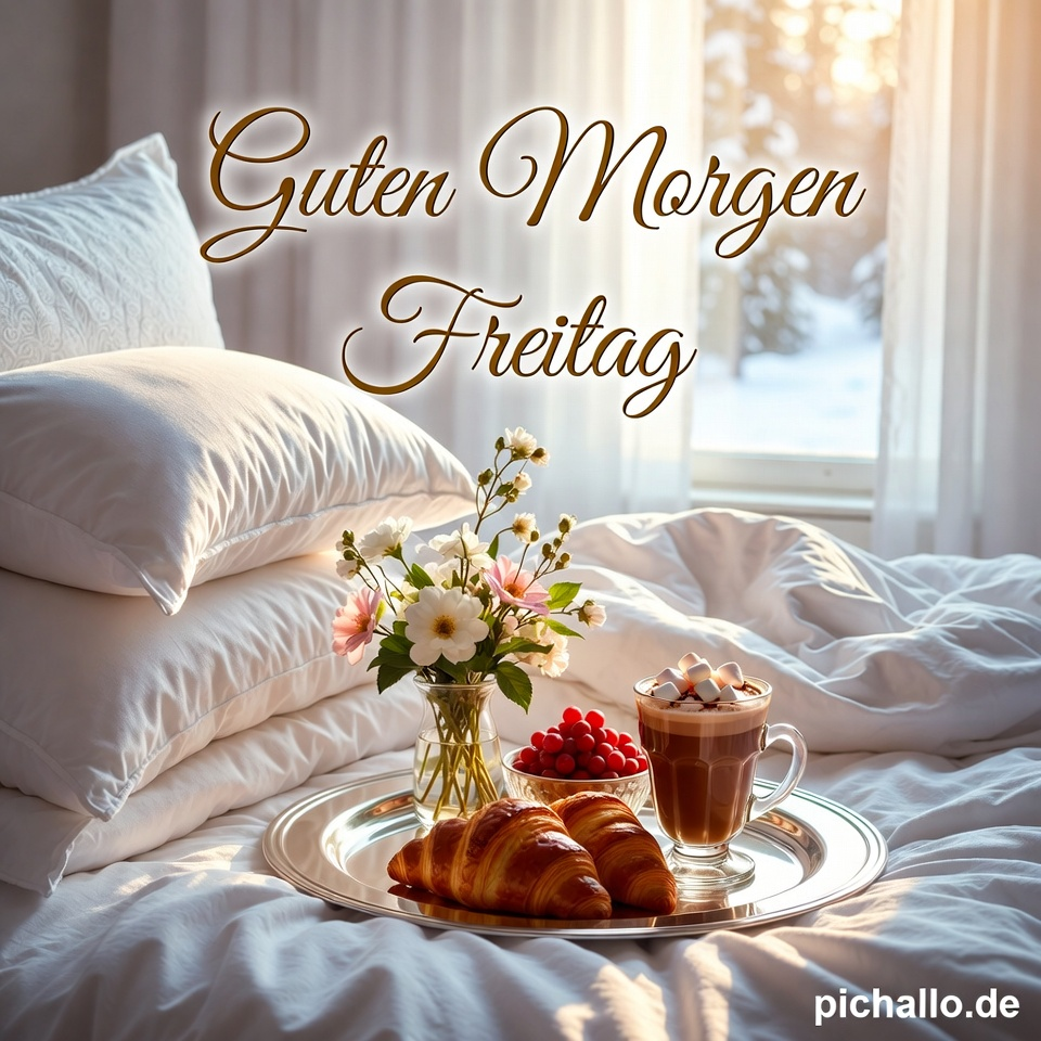 Luxuriöses Winterfrühstück im Bett