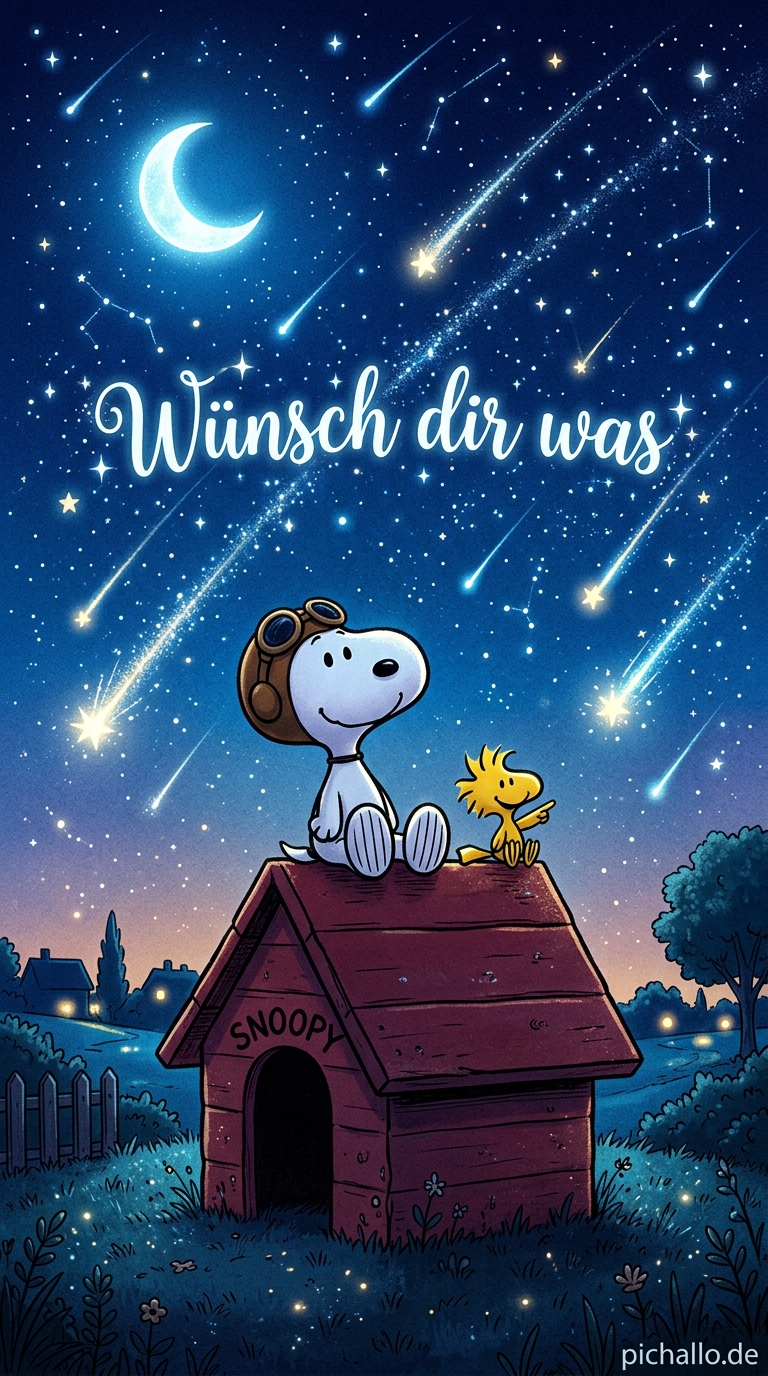 Magische Snoopy Sternschnuppen Bilder bei Nacht