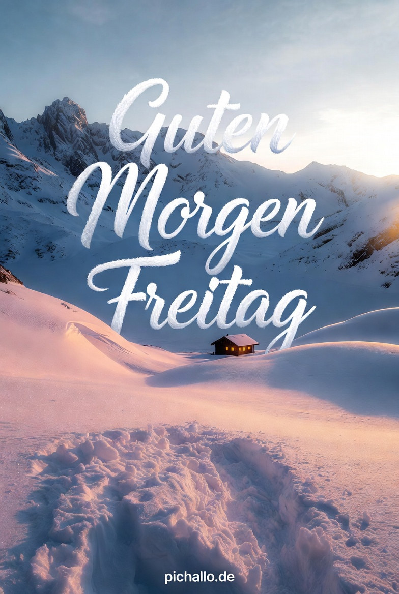 Majestätische verschneite Berglandschaft mit Morgenrot