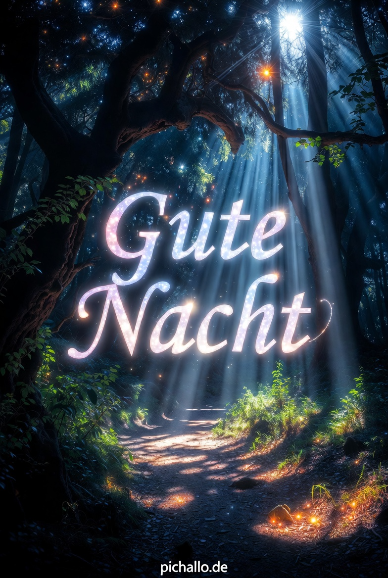Mystische Gute Nacht Bilder im Mondschein Wald