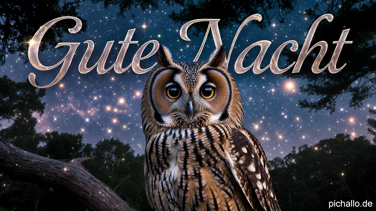 Niedliche Gute Nacht Bilder mit weiser Eule