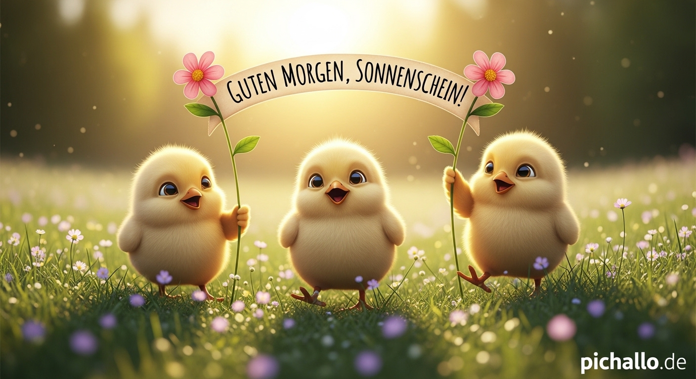 Niedliche Küken Bilder im Sonnenaufgang