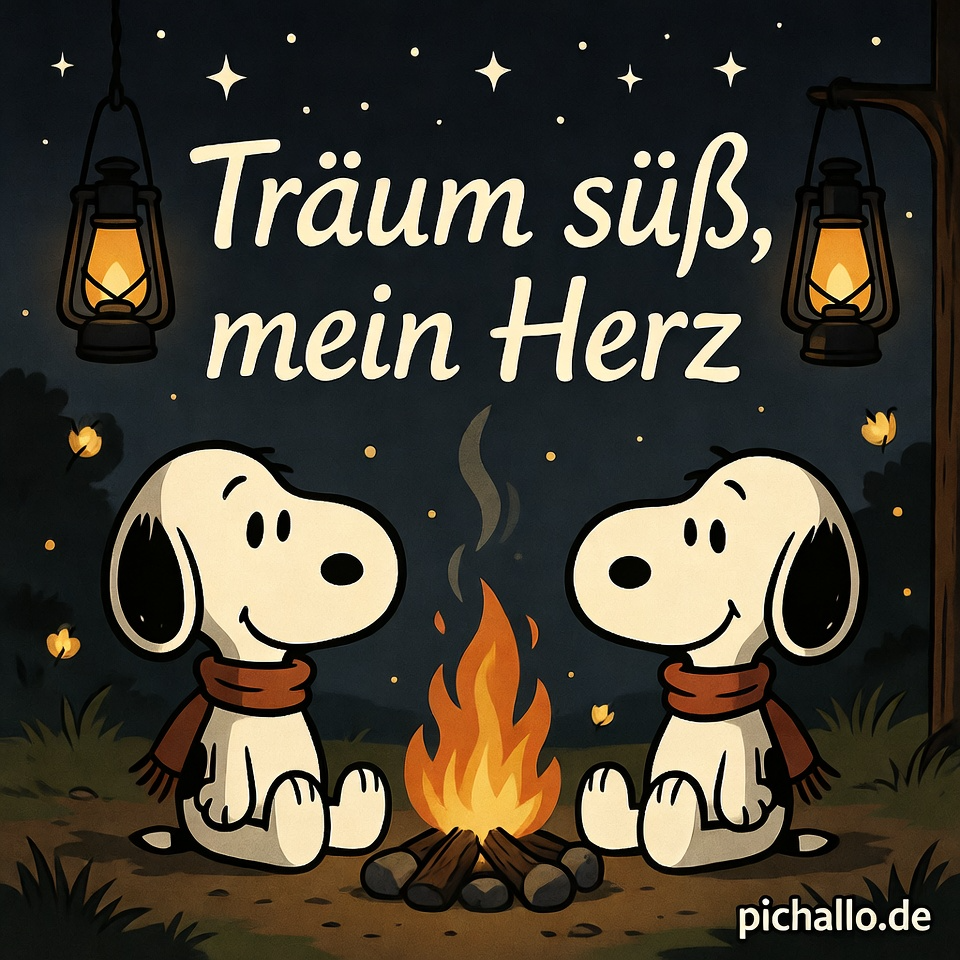 Nostalgische Snoopy Lagerfeuer Paar Bilder